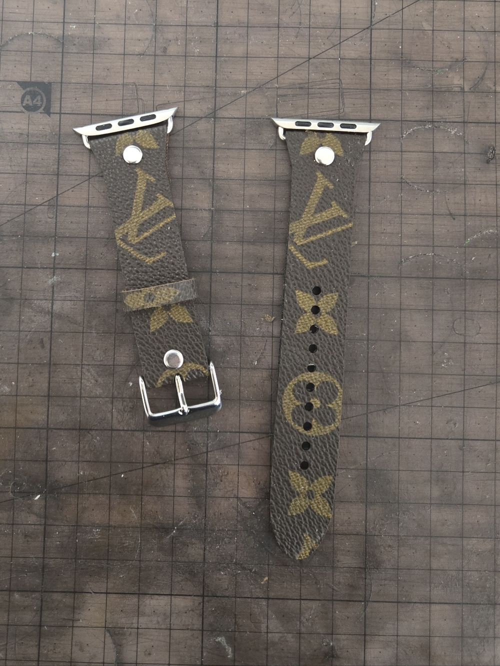 Monogram Apple Watch Strap in Brown & Gold Accents